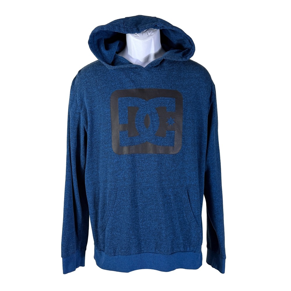 DC Shoes Hoodie Mens Large Blue Logo Pullover Sweatshirt ADYFT03044